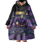 Custom Storm Wearable Blanket Hoodie Warrior Mascot With Aboriginal Indigenous