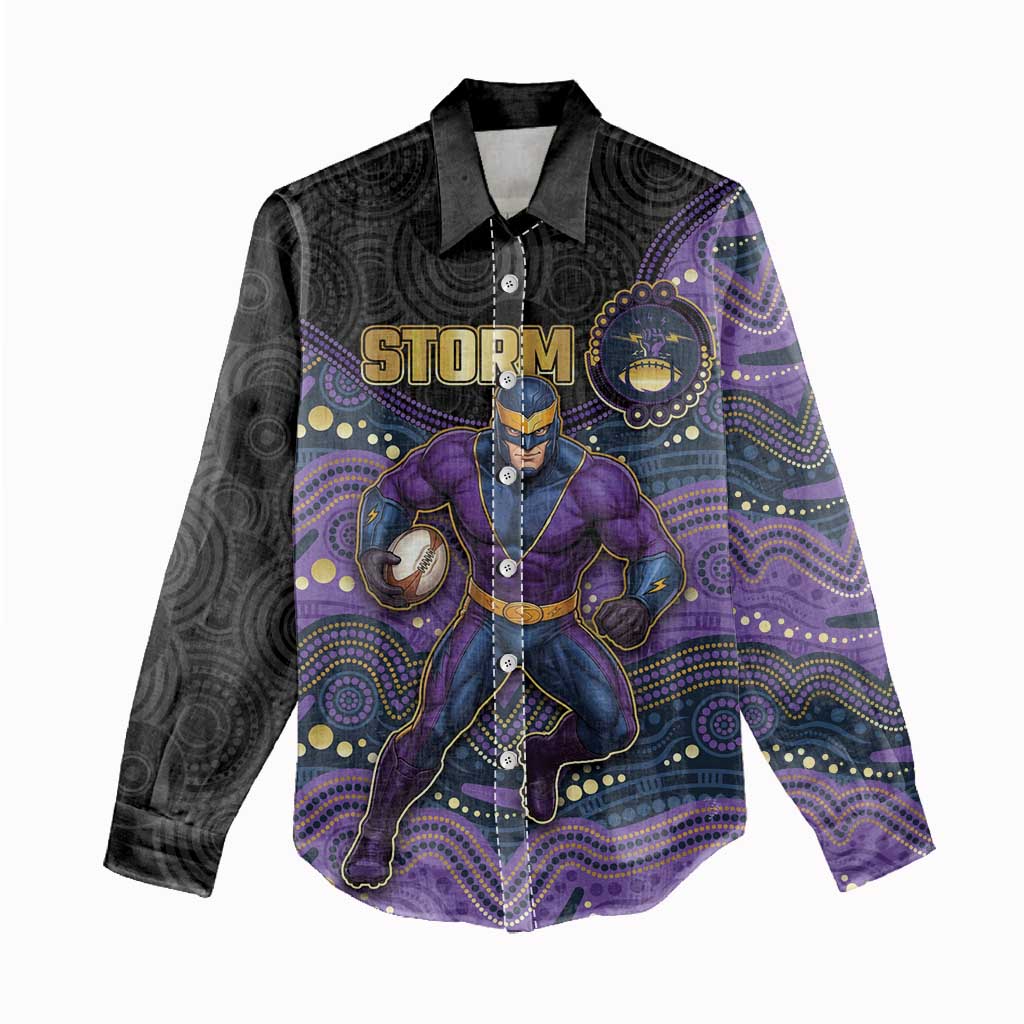 Custom Storm Women Casual Shirt Warrior Mascot With Aboriginal Indigenous