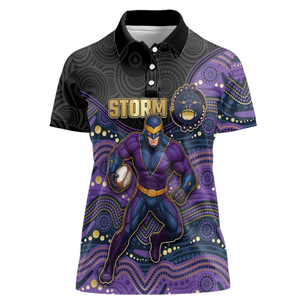 Custom Storm Women Polo Shirt Warrior Mascot With Aboriginal Indigenous