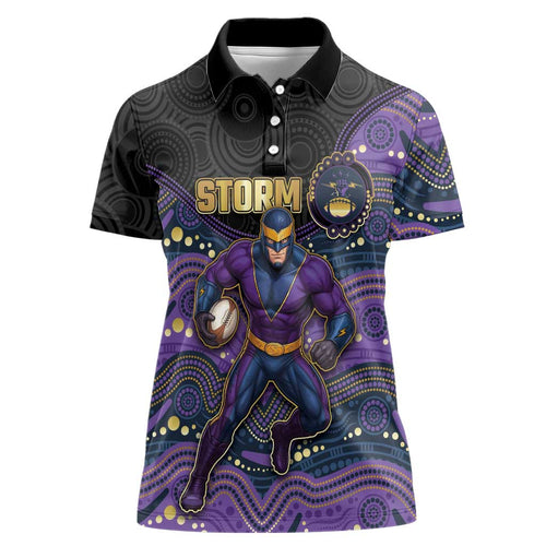 Custom Storm Women Polo Shirt Warrior Mascot With Aboriginal Indigenous