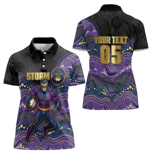 Custom Storm Women Polo Shirt Warrior Mascot With Aboriginal Indigenous