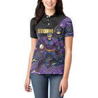 Custom Storm Women Polo Shirt Warrior Mascot With Aboriginal Indigenous