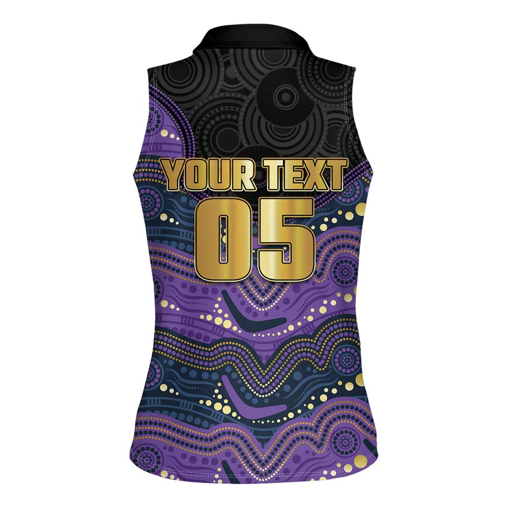 Custom Storm Women Sleeveless Polo Shirt Warrior Mascot With Aboriginal Indigenous