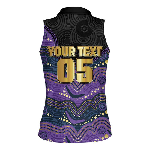 Custom Storm Women Sleeveless Polo Shirt Warrior Mascot With Aboriginal Indigenous