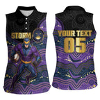 Custom Storm Women Sleeveless Polo Shirt Warrior Mascot With Aboriginal Indigenous