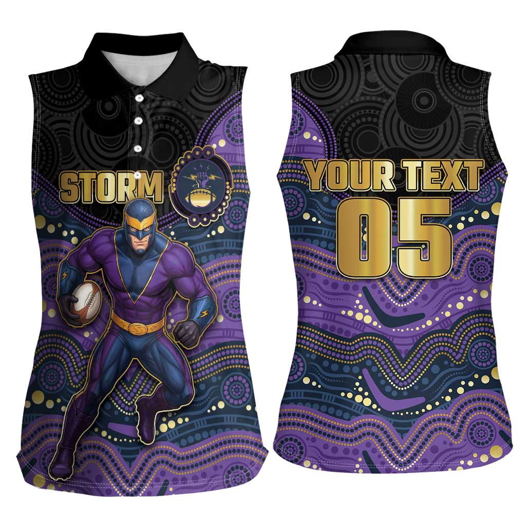 Custom Storm Women Sleeveless Polo Shirt Warrior Mascot With Aboriginal Indigenous