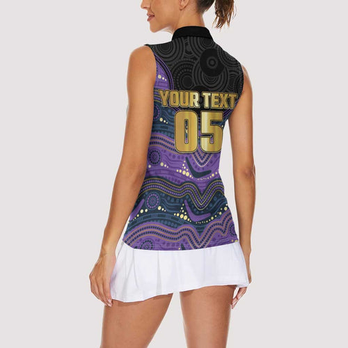Custom Storm Women Sleeveless Polo Shirt Warrior Mascot With Aboriginal Indigenous