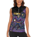 Custom Storm Women Sleeveless Polo Shirt Warrior Mascot With Aboriginal Indigenous