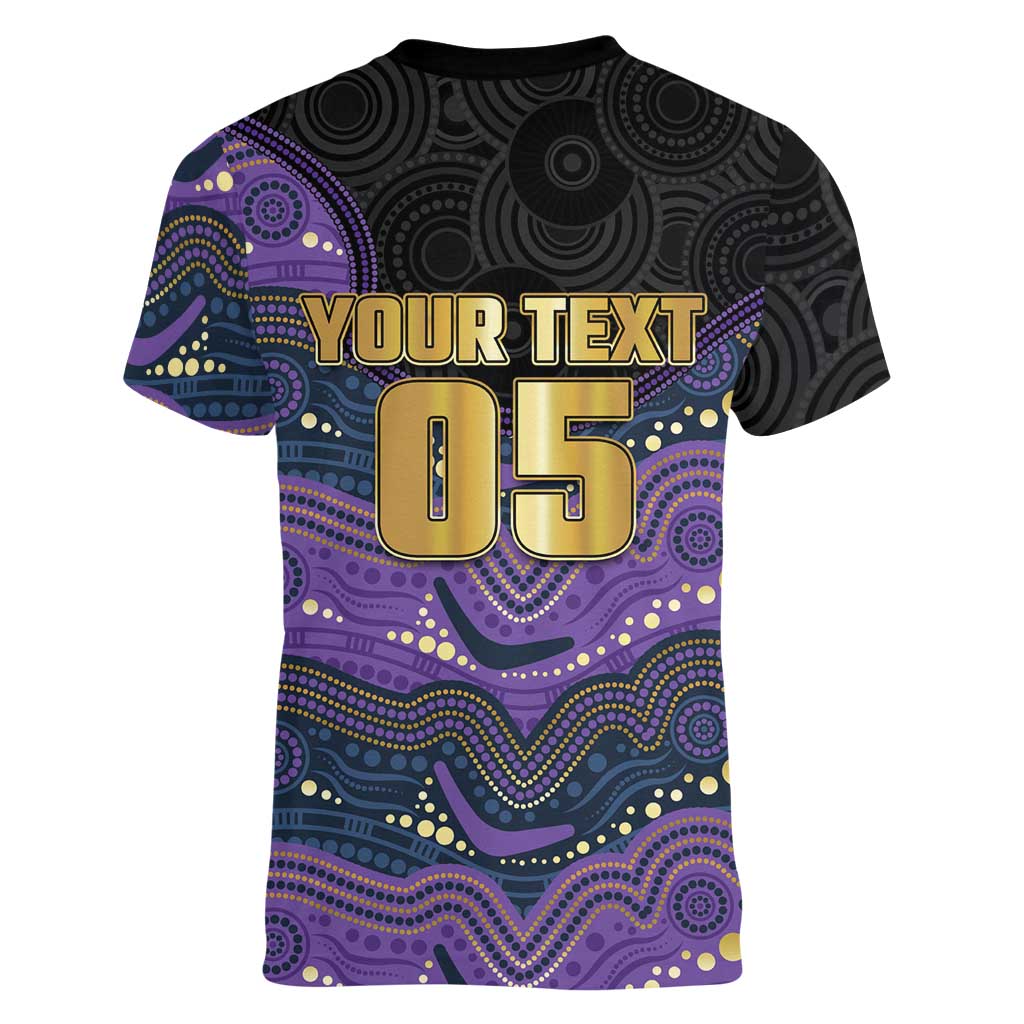 Custom Storm Women V-Neck T-Shirt Warrior Mascot With Aboriginal Indigenous