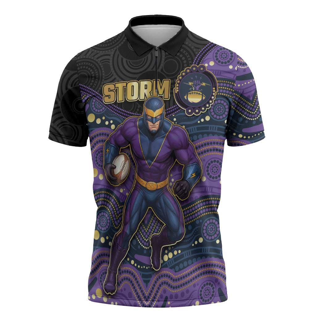 Custom Storm Zipper Polo Shirt Warrior Mascot With Aboriginal Indigenous