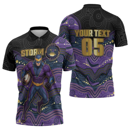 Custom Storm Zipper Polo Shirt Warrior Mascot With Aboriginal Indigenous