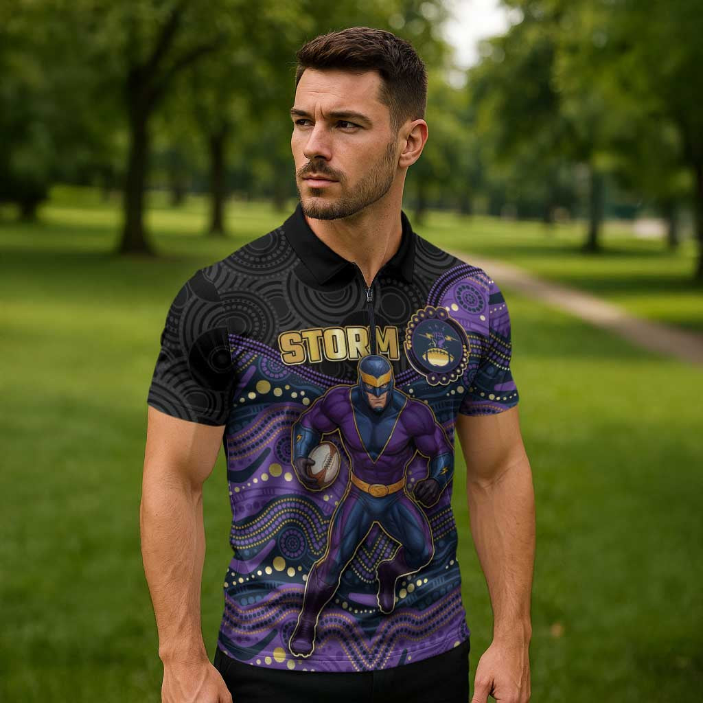Custom Storm Zipper Polo Shirt Warrior Mascot With Aboriginal Indigenous