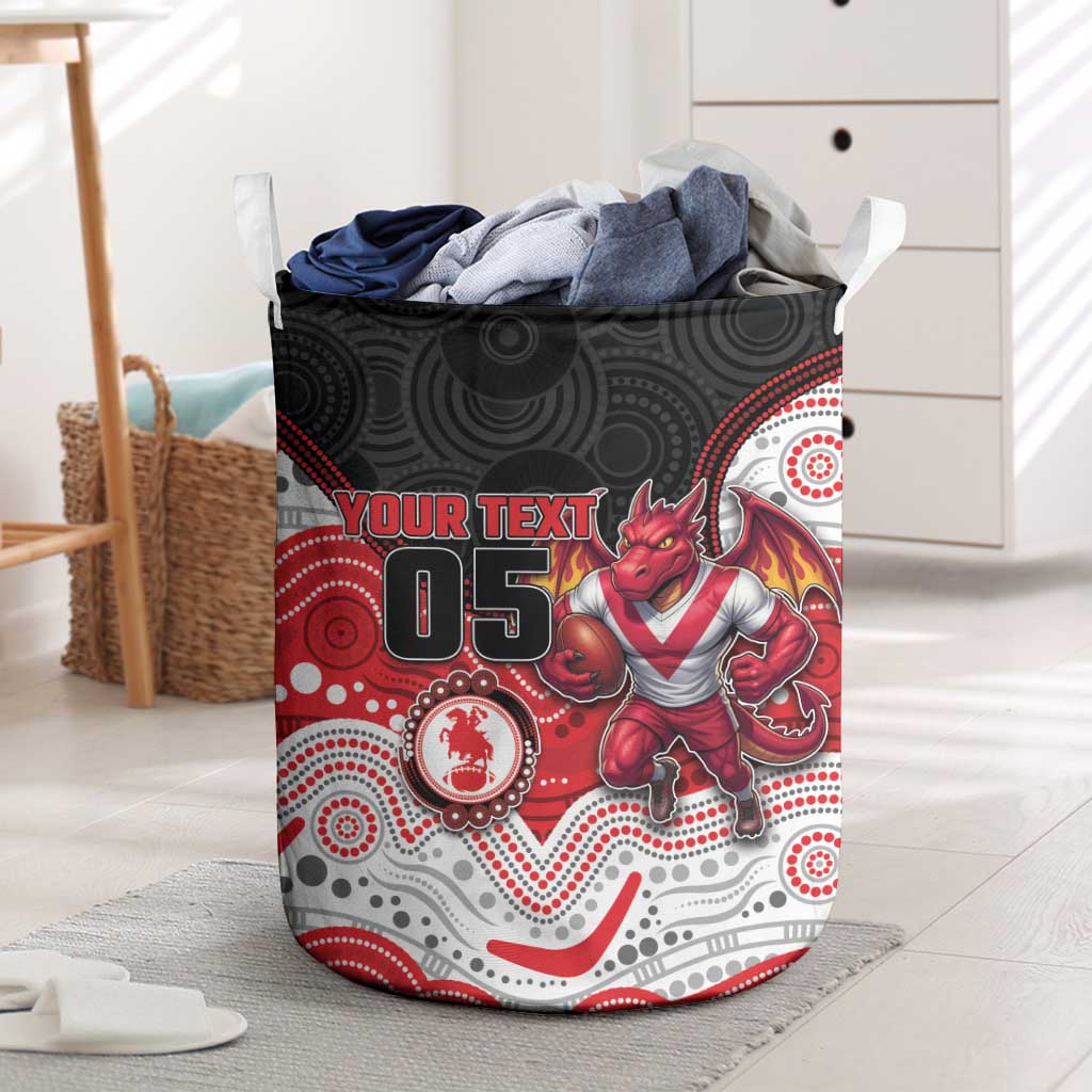 Custom Dragons Laundry Basket Warrior Mascot With Aboriginal Indigenous