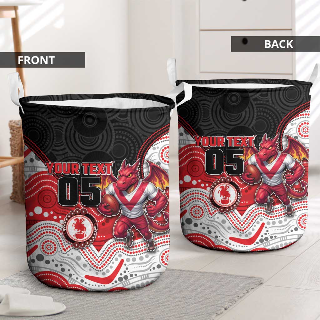 Custom Dragons Laundry Basket Warrior Mascot With Aboriginal Indigenous