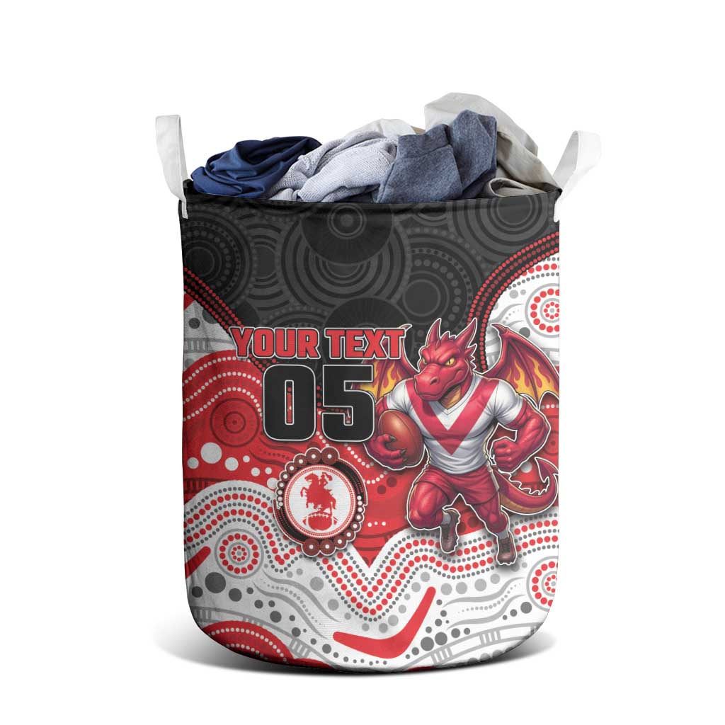 Custom Dragons Laundry Basket Warrior Mascot With Aboriginal Indigenous