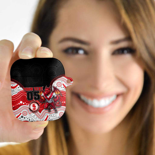 Custom Dragons AirPods Case Warrior Mascot With Aboriginal Indigenous