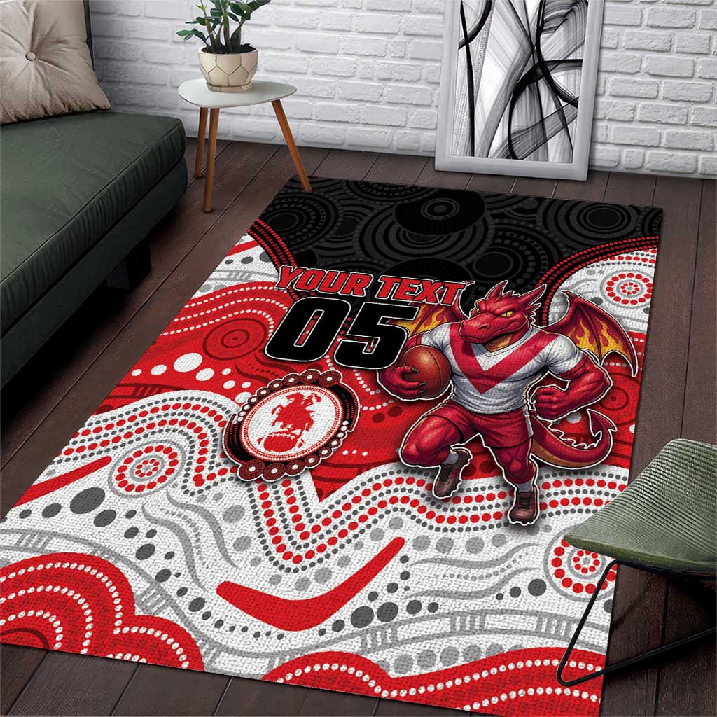 Custom Dragons Area Rug Warrior Mascot With Aboriginal Indigenous