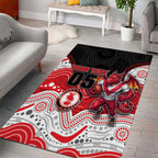 Custom Dragons Area Rug Warrior Mascot With Aboriginal Indigenous