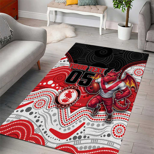 Custom Dragons Area Rug Warrior Mascot With Aboriginal Indigenous