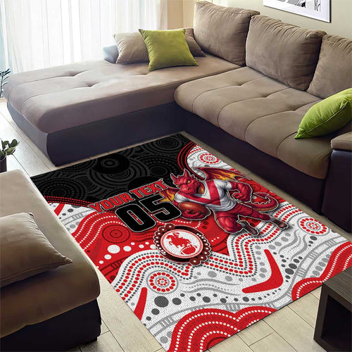 Custom Dragons Area Rug Warrior Mascot With Aboriginal Indigenous