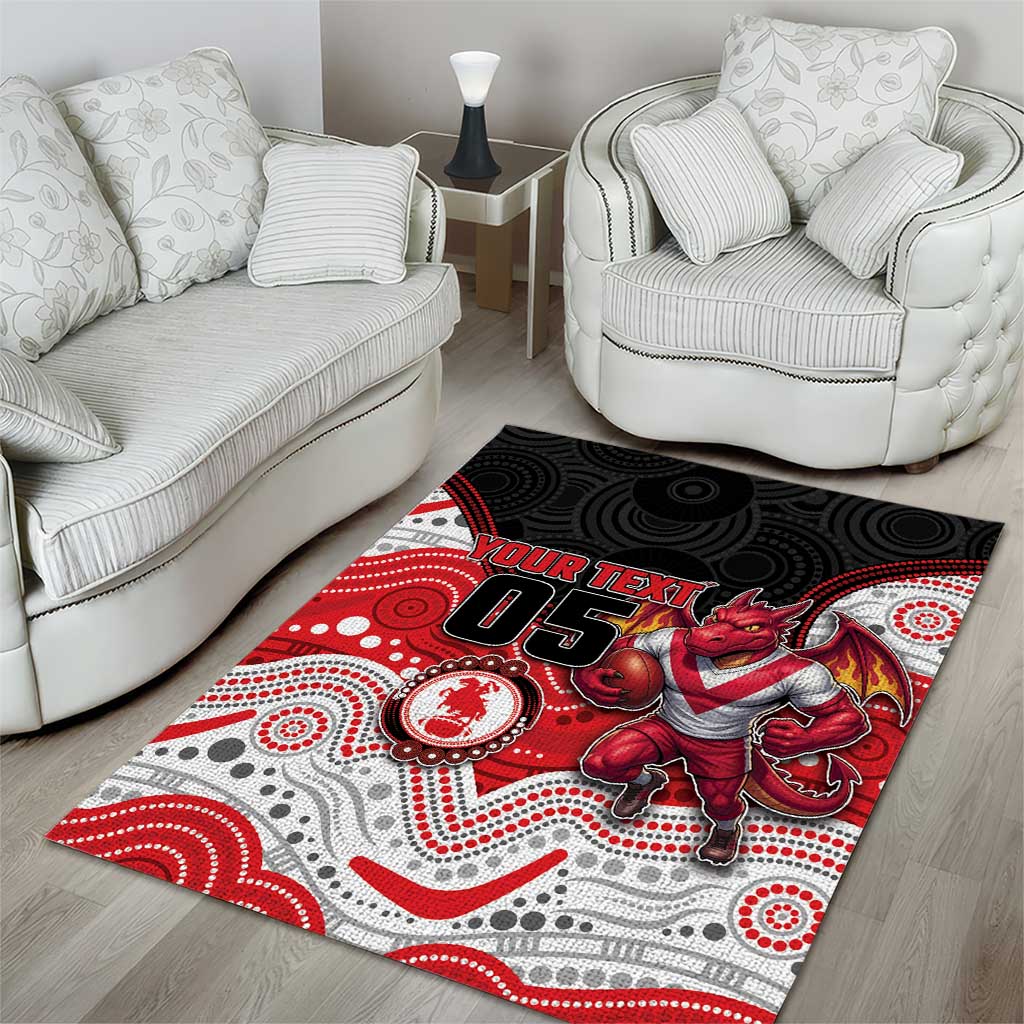 Custom Dragons Area Rug Warrior Mascot With Aboriginal Indigenous