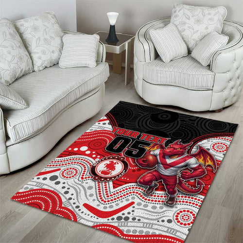 Custom Dragons Area Rug Warrior Mascot With Aboriginal Indigenous