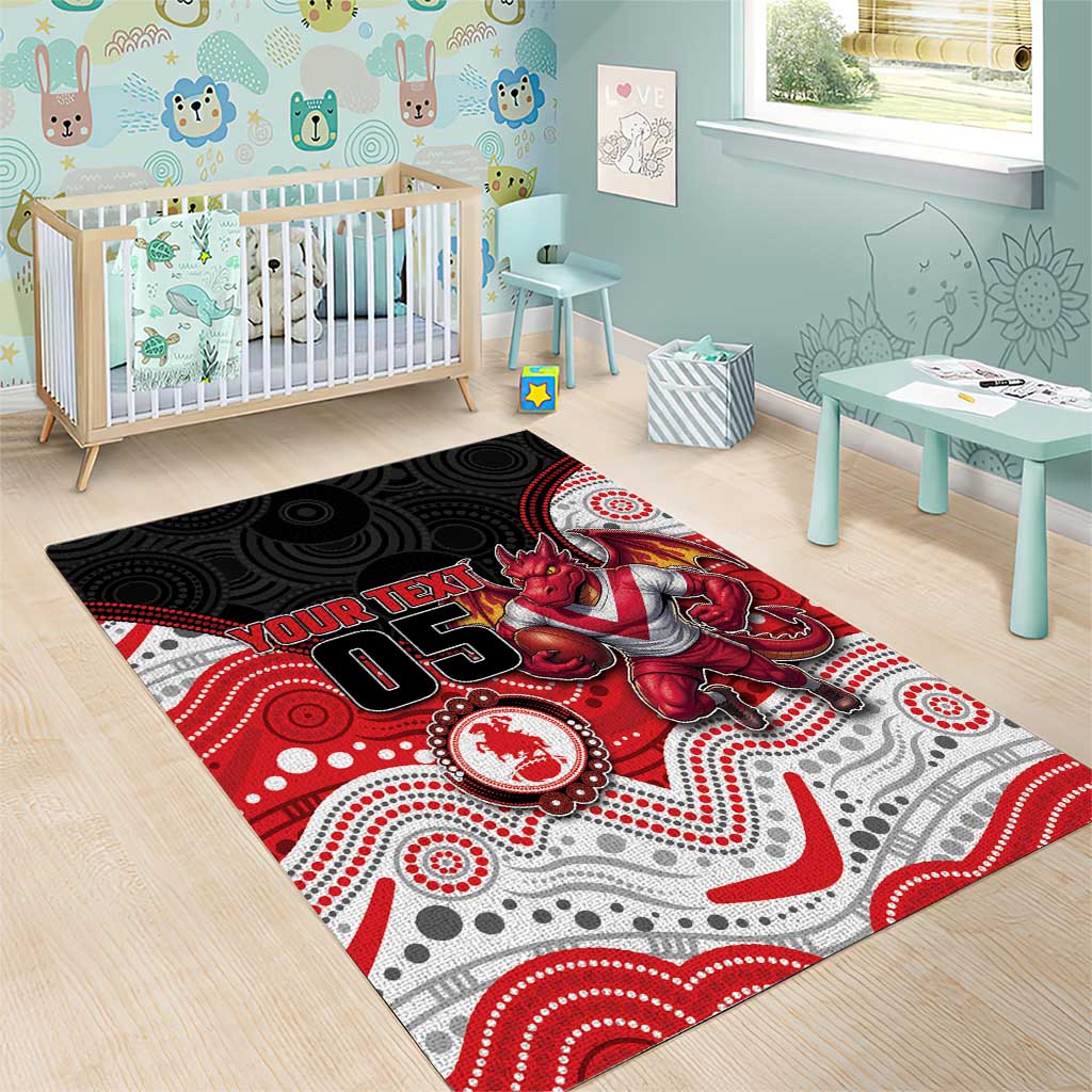 Custom Dragons Area Rug Warrior Mascot With Aboriginal Indigenous