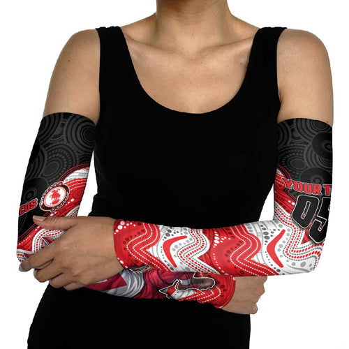 Custom Dragons Arm Sleeves Warrior Mascot With Aboriginal Indigenous