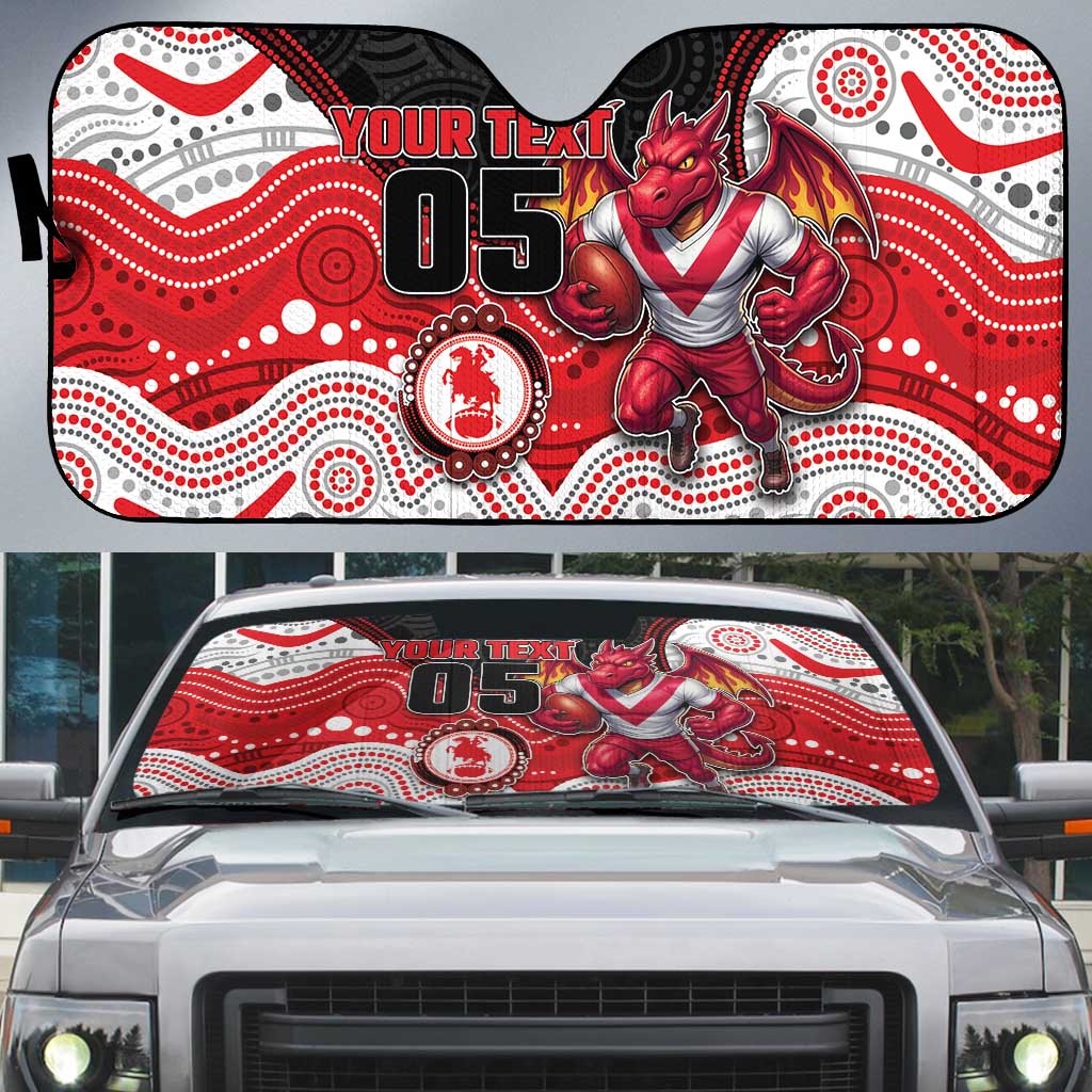 Custom Dragons Auto Sun Shade Warrior Mascot With Aboriginal Indigenous