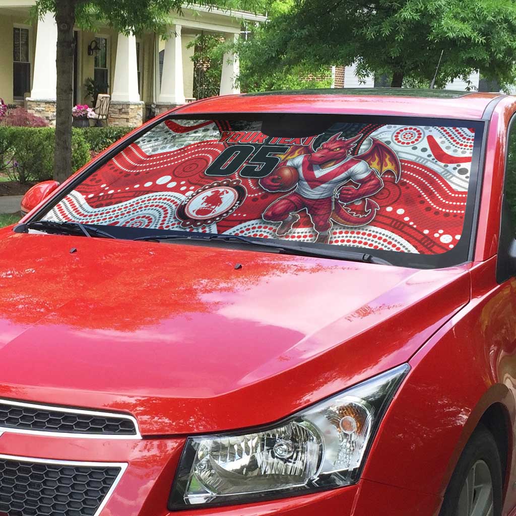 Custom Dragons Auto Sun Shade Warrior Mascot With Aboriginal Indigenous