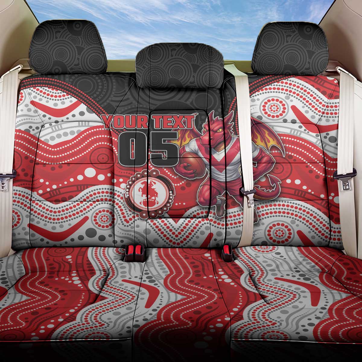 Custom Dragons Back Car Seat Cover Warrior Mascot With Aboriginal Indigenous