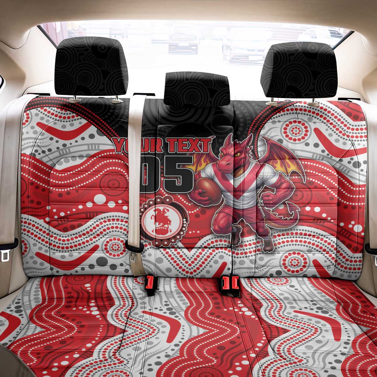 Custom Dragons Back Car Seat Cover Warrior Mascot With Aboriginal Indigenous