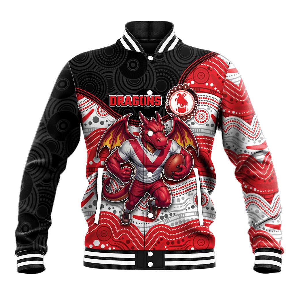 Custom Dragons Baseball Jacket Warrior Mascot With Aboriginal Indigenous