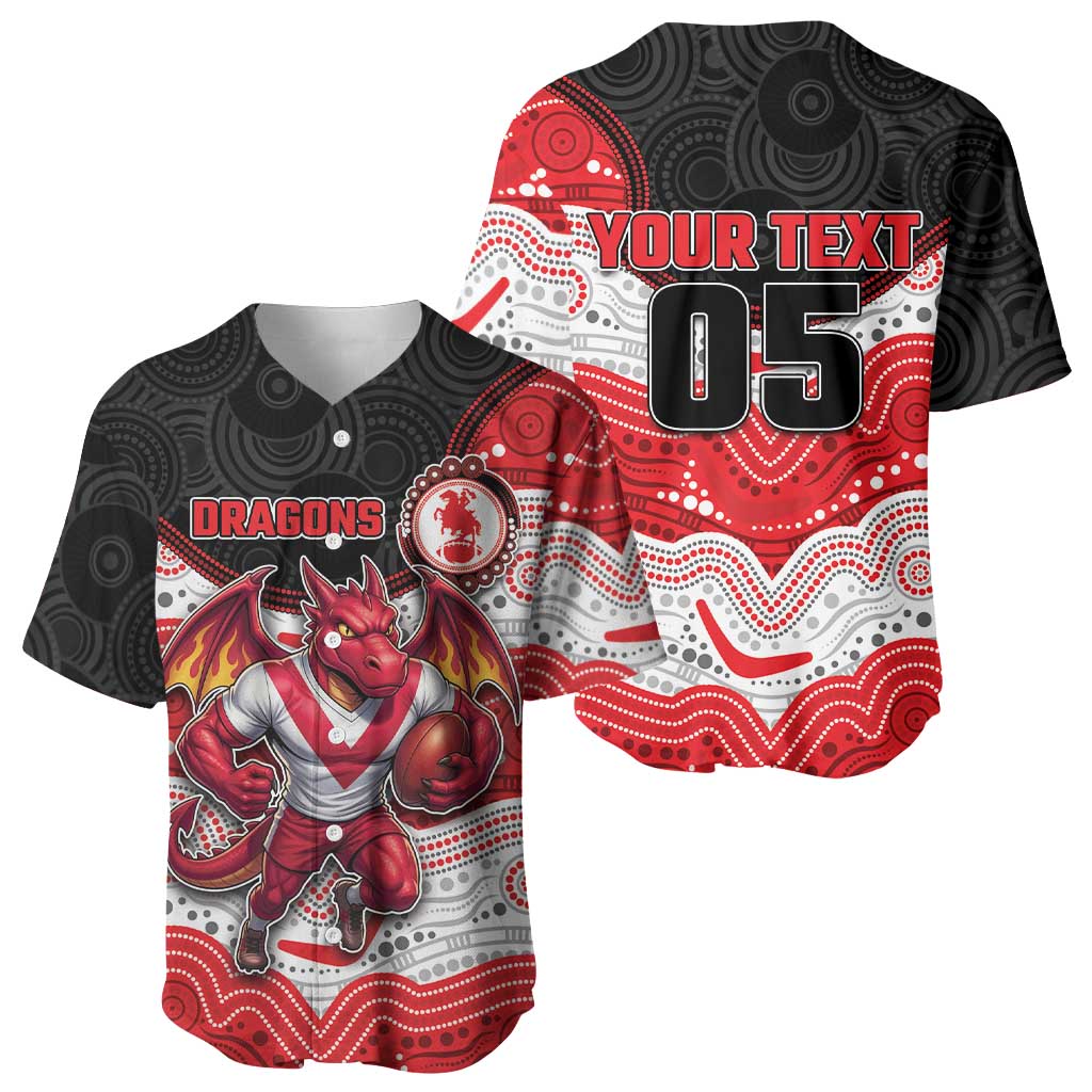 Custom Dragons Baseball Jersey Warrior Mascot With Aboriginal Indigenous