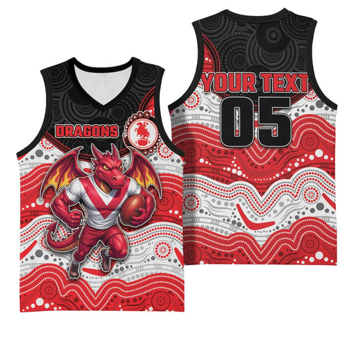Custom Dragons Basketball Jersey Warrior Mascot With Aboriginal Indigenous