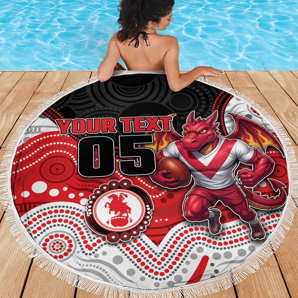 Custom Dragons Beach Blanket Warrior Mascot With Aboriginal Indigenous