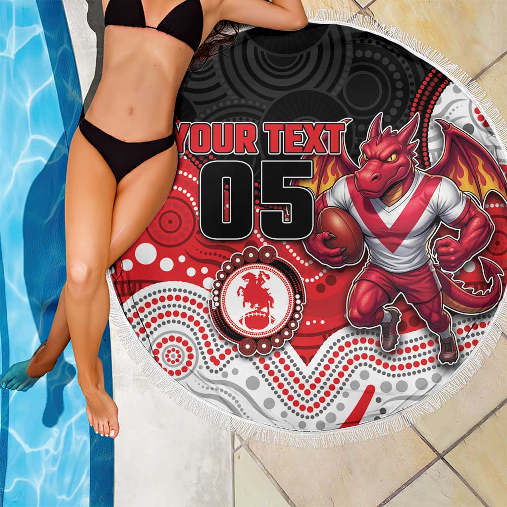 Custom Dragons Beach Blanket Warrior Mascot With Aboriginal Indigenous