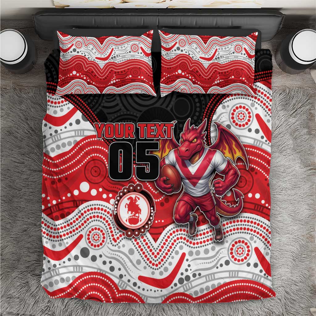 Custom Dragons Bedding Set Warrior Mascot With Aboriginal Indigenous