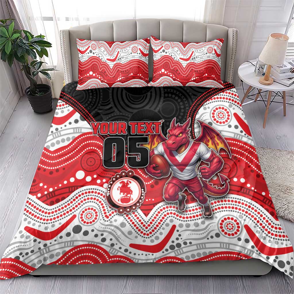 Custom Dragons Bedding Set Warrior Mascot With Aboriginal Indigenous