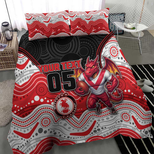 Custom Dragons Bedding Set Warrior Mascot With Aboriginal Indigenous