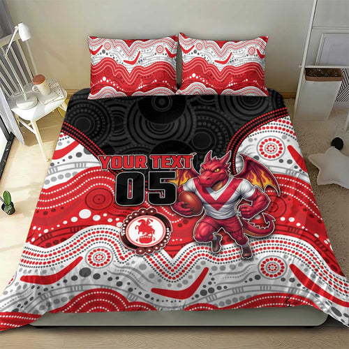 Custom Dragons Bedding Set Warrior Mascot With Aboriginal Indigenous