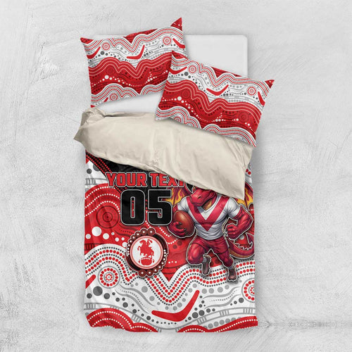 Custom Dragons Bedding Set Warrior Mascot With Aboriginal Indigenous