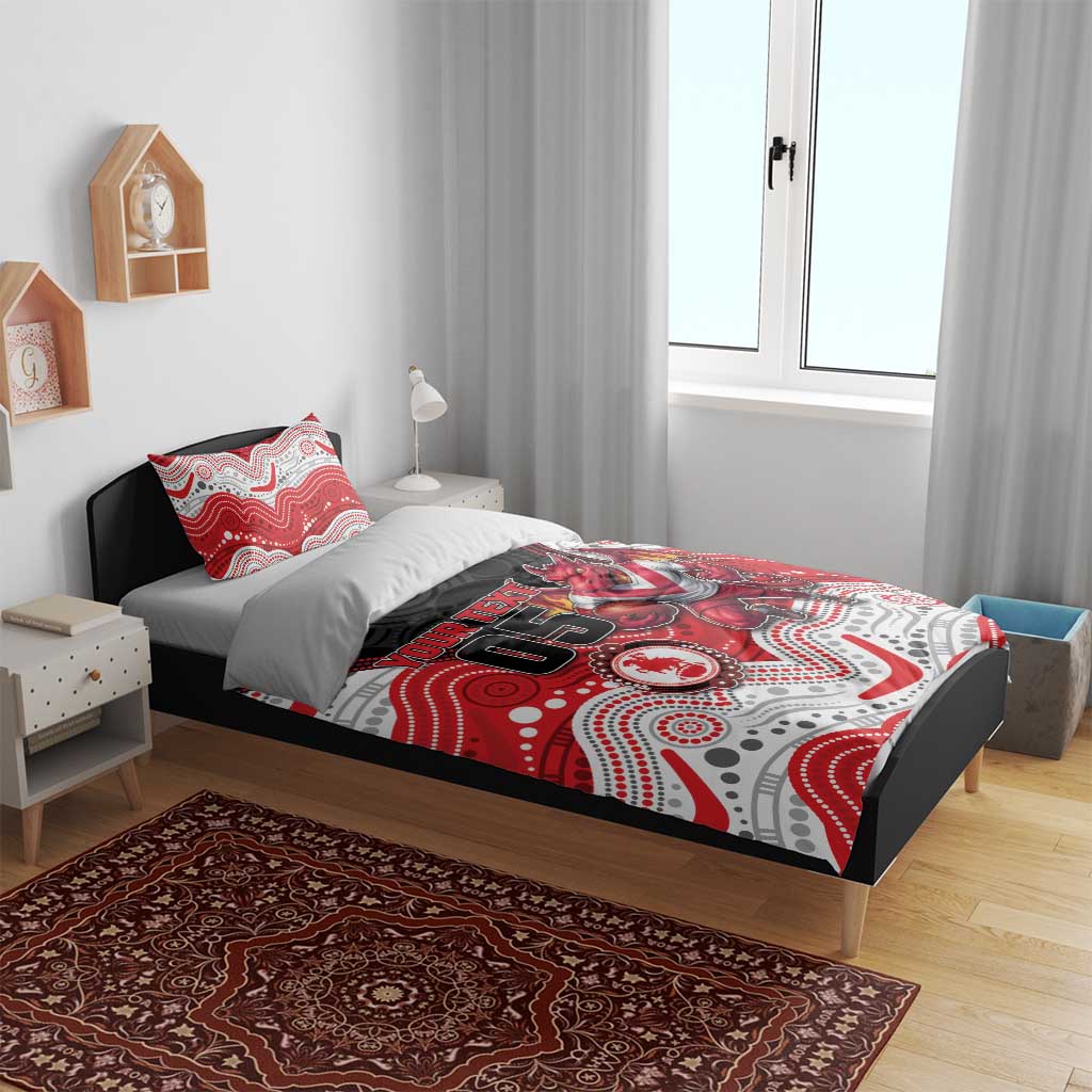 Custom Dragons Bedding Set Warrior Mascot With Aboriginal Indigenous