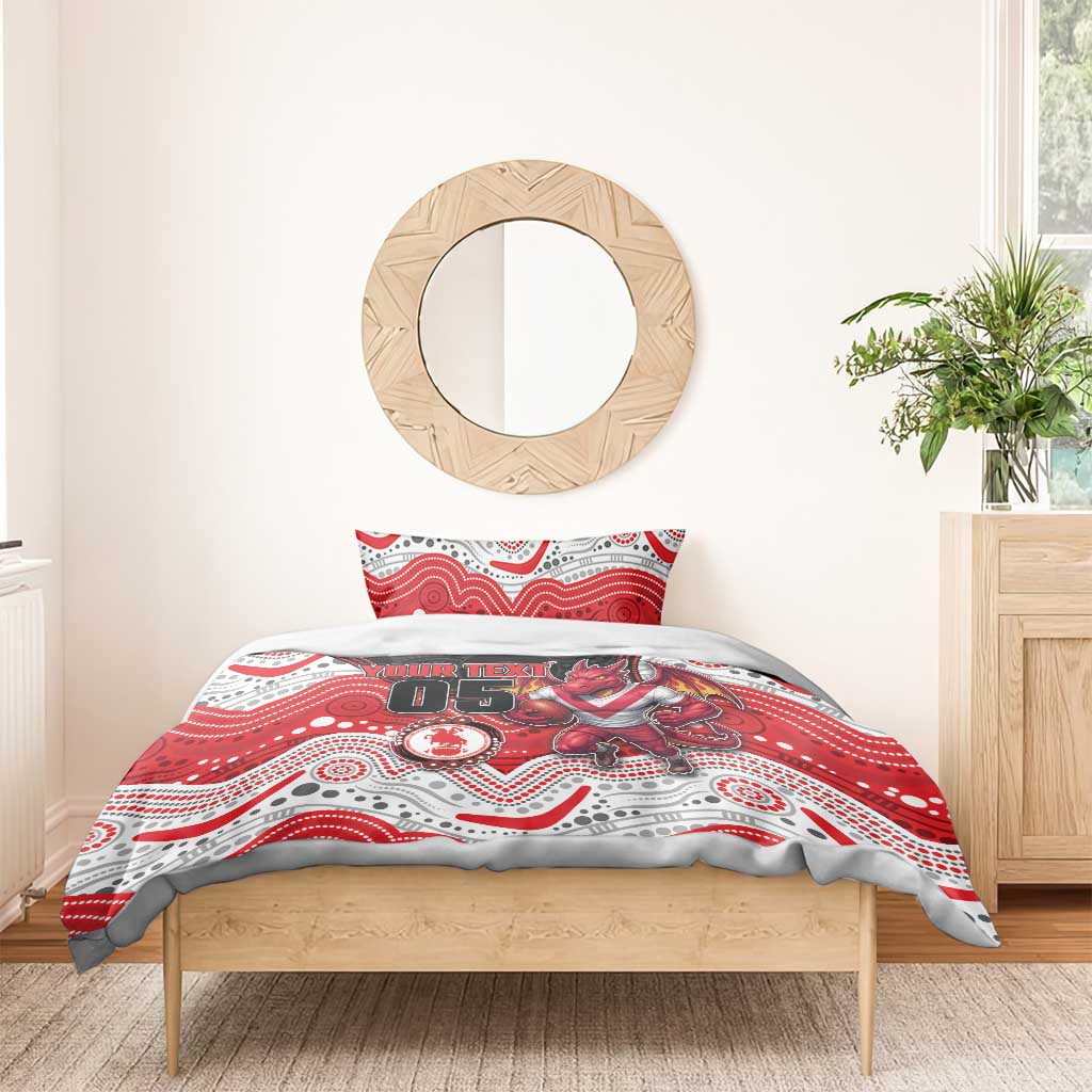 Custom Dragons Bedding Set Warrior Mascot With Aboriginal Indigenous