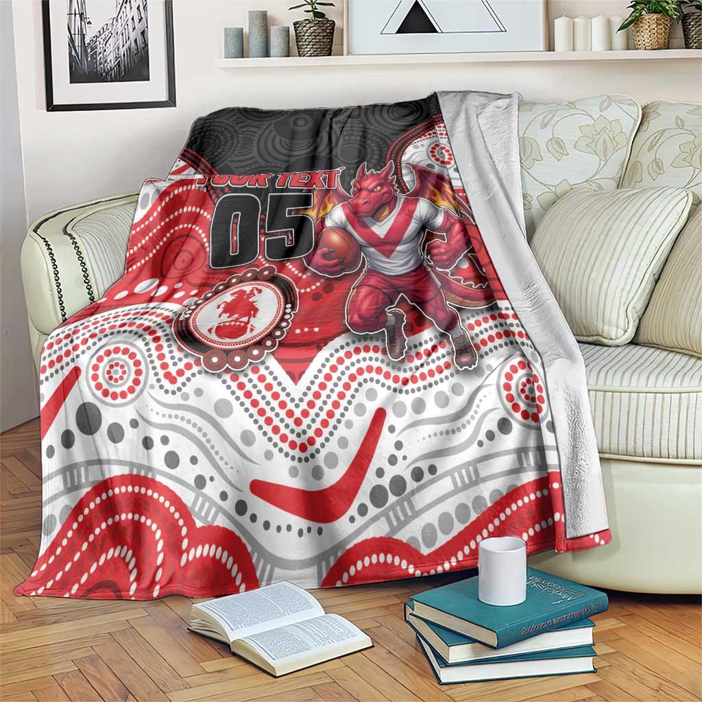 Custom Dragons Blanket Warrior Mascot With Aboriginal Indigenous