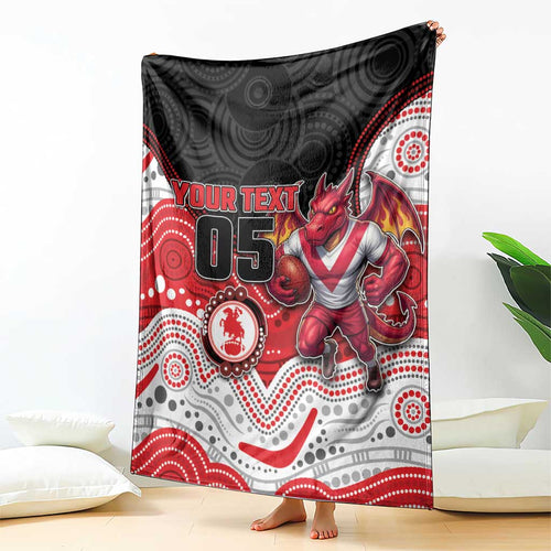Custom Dragons Blanket Warrior Mascot With Aboriginal Indigenous