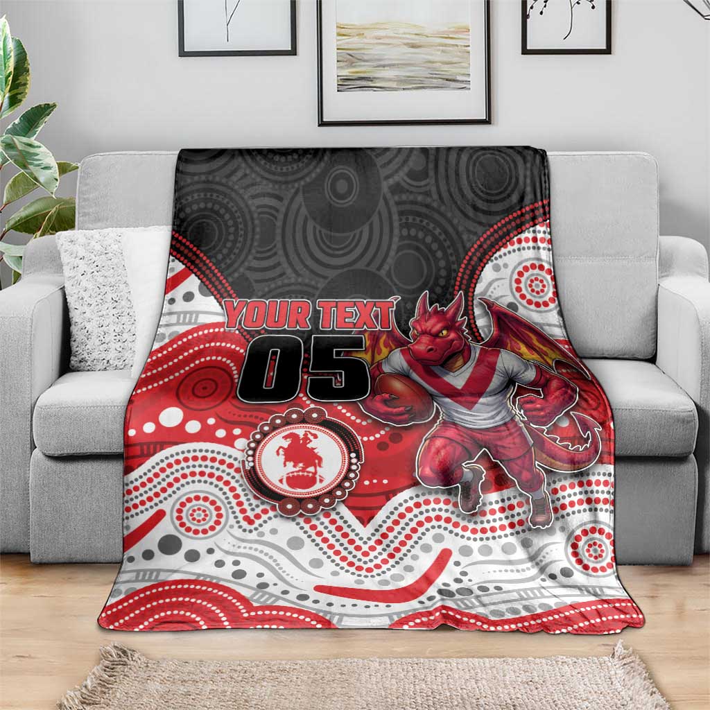 Custom Dragons Blanket Warrior Mascot With Aboriginal Indigenous