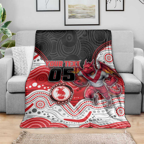 Custom Dragons Blanket Warrior Mascot With Aboriginal Indigenous