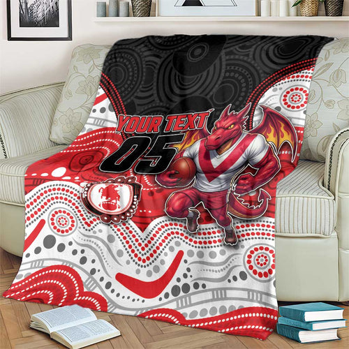Custom Dragons Blanket Warrior Mascot With Aboriginal Indigenous
