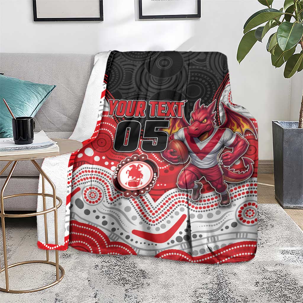 Custom Dragons Blanket Warrior Mascot With Aboriginal Indigenous